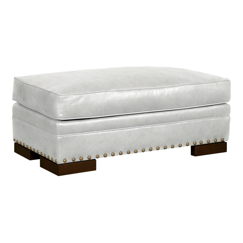 Riverside Ottoman, Dove Gray, Regent Chalk Genuine Leather, Yes