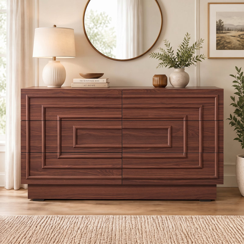 Commode 57,2 po Mid Century, Brun chaud