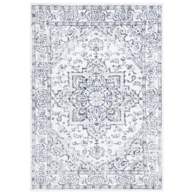 Lowrey Oriental Machine Woven Jute/Polypropylene/Latex Area Rug in Ivory Gray/Black