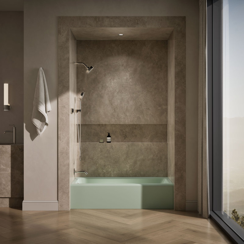 Bellwether® 60" x 30.25" Alcove Soaking Cast Iron Bathtub, Aspen Green, Left