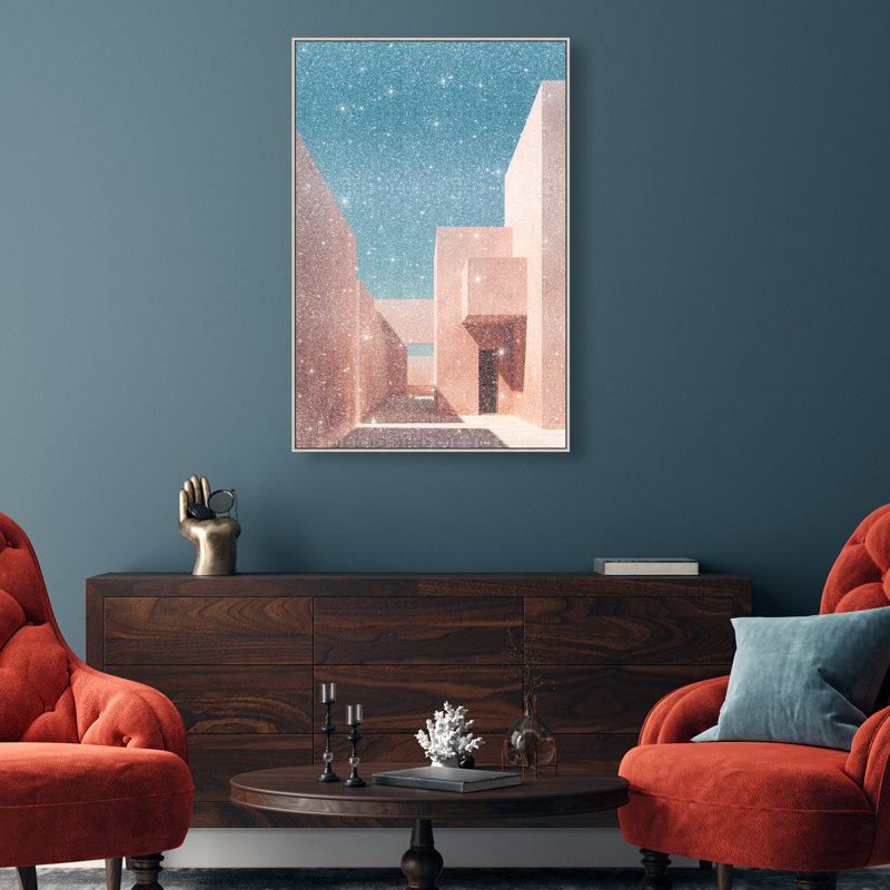 Structured Pink II Print by Oliver Gal, 37"H x 25"W, Silver Floater Frame