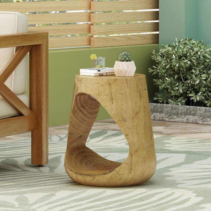 Table d'appoint Mgo Hollow, texture semblable au bois, Marron clair