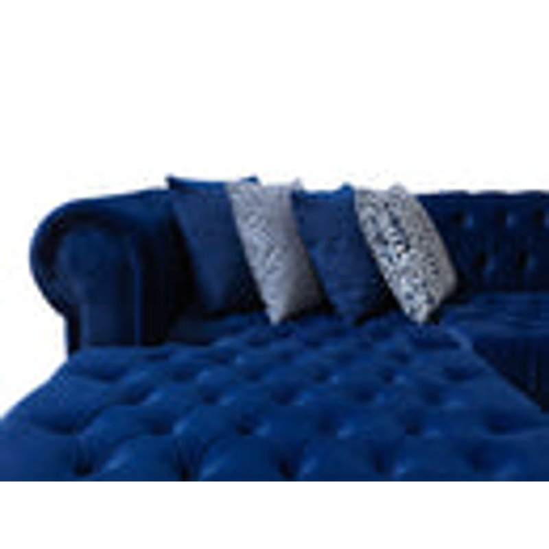 Velvet U-Shaped Sectional Symmetrical, Navy Velvet