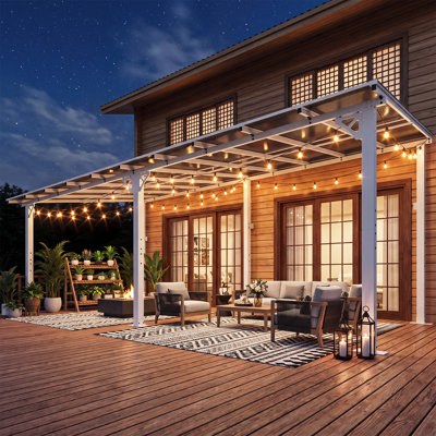 20 Ft. W x 10 Ft. D Outdoor Metal Pergola with Sloped Roof Patio Gazebo for Backyard, Deck