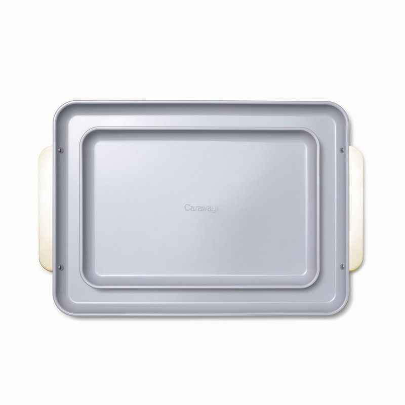 Caraway Iconics Nonstick Ceramic Baking Sheet Duo, White/Gold, Black/Gold