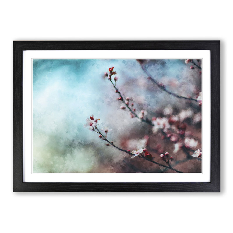 Pale Pink Cherry Blossom Tree - Framed Print, 36cm H x 48cm W x 2cm D, Black Framed