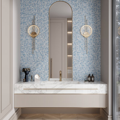 13" x 13" Straight Edge Glass Mosaic Wall & Floor Tile