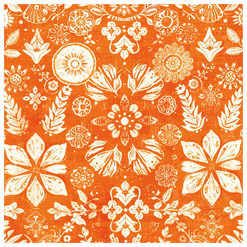 Tapisserie murale orange à motif floral - décoration murale florale, 50in H x60in W with 4 Grommets