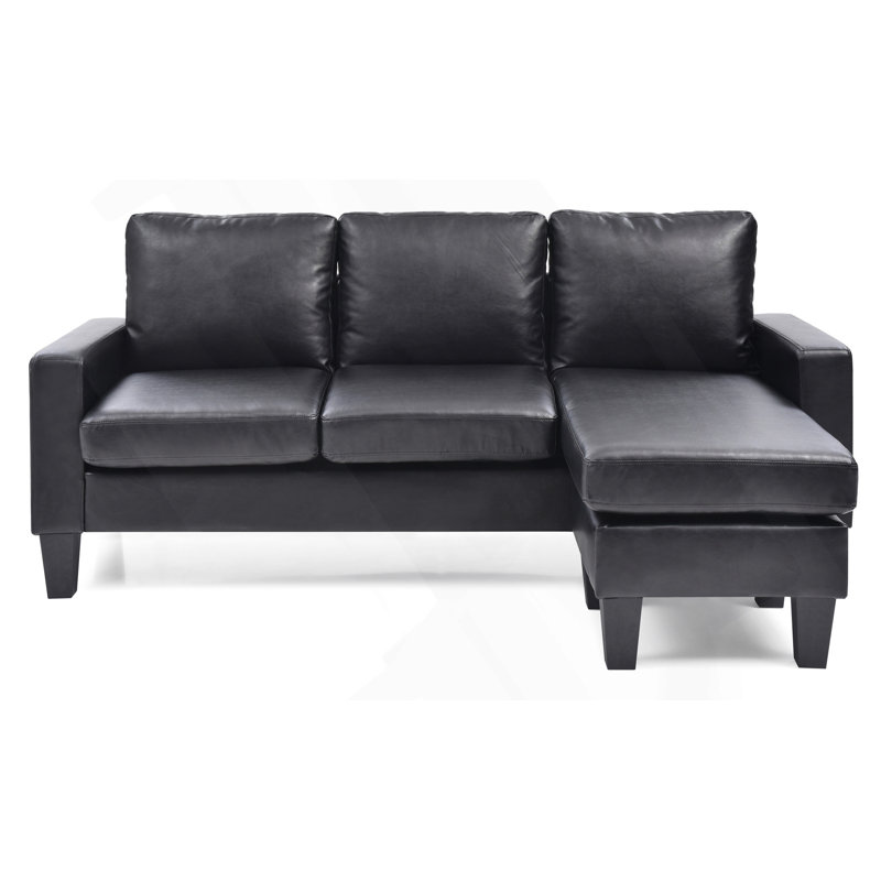 Penta Sandridge Sectional, Black Faux Leather