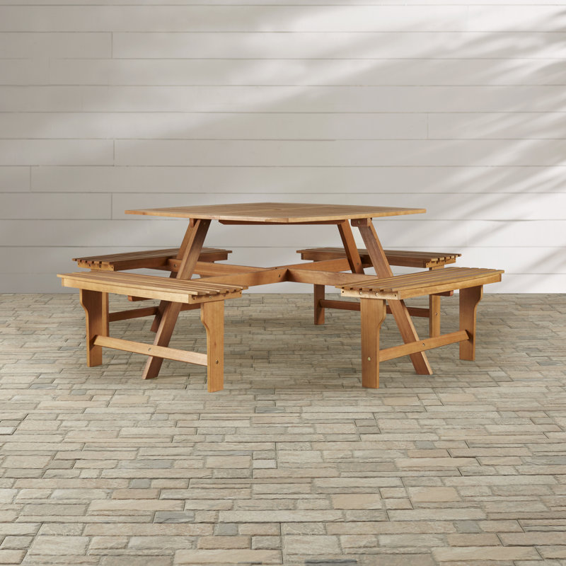 Brasstown Rectangular Wood Outdoor Picnic Table , 84.3'' in. W 84.3'' in. D
