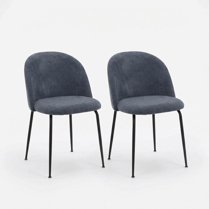 Fabric Upholstered Metal Side Chair, Navy