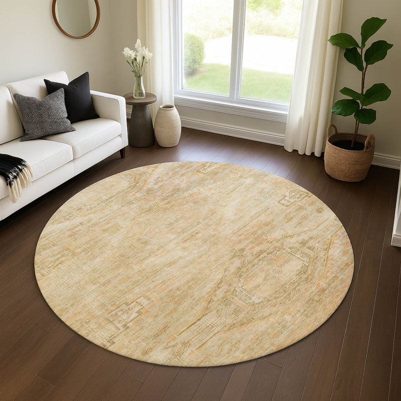 Premium Machine Washable Marasco AMF1631 Global Rug, Round 8'