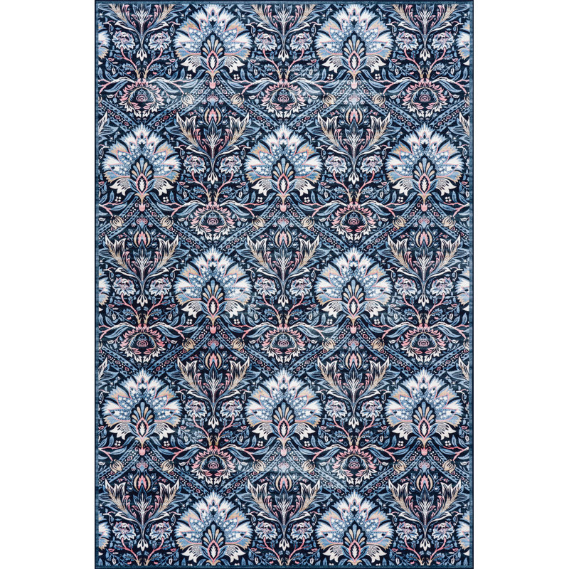  Aurenda Floral & Paisley Washable Rug, Runner 2'6" x 8'