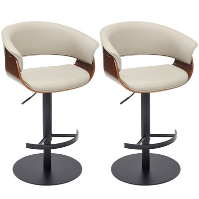 Tabourets de bar réglables en similicuir, chaise de bar pivotante à 360 degrés avec dossier, tabourets de bar à hauteur de comptoir pour la cuisine, la salle à manger et le bar (gris, 1 pièce)