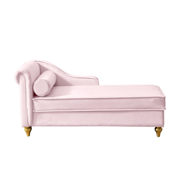 Modern Upholstery Chaise Lounge Chair With Storage Velvet (pink)