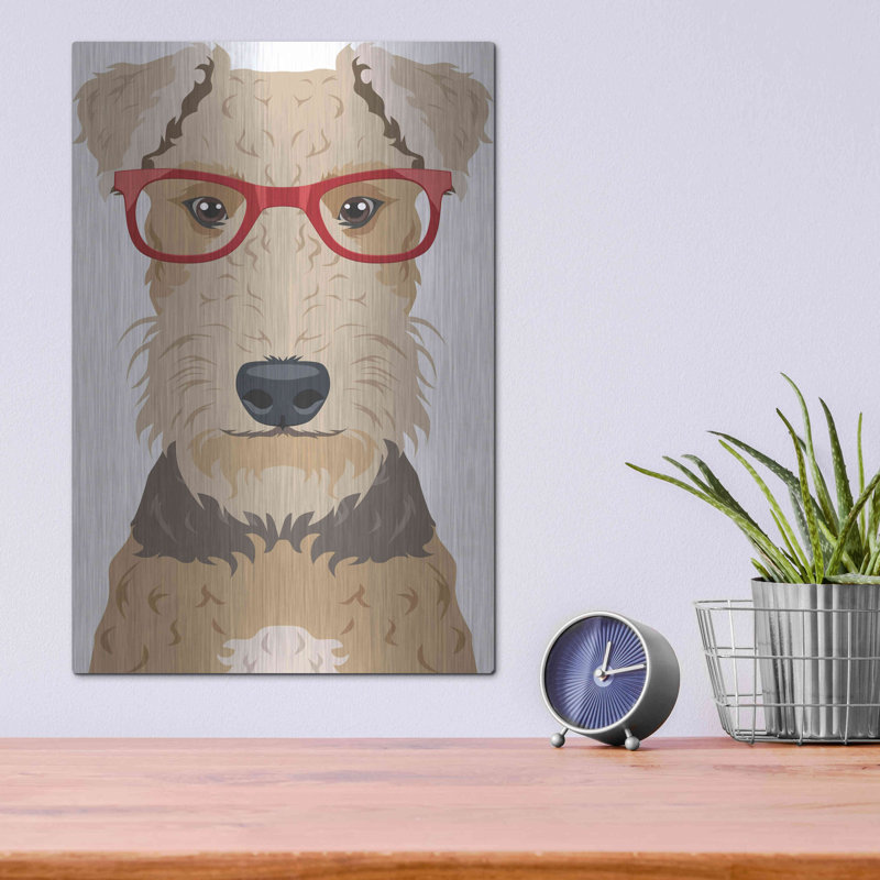 Luxeed Art Art 'Airedale Terrier portant un Hipster G Airedale Terrier portant des lunettes Hipster par - Peinture sur