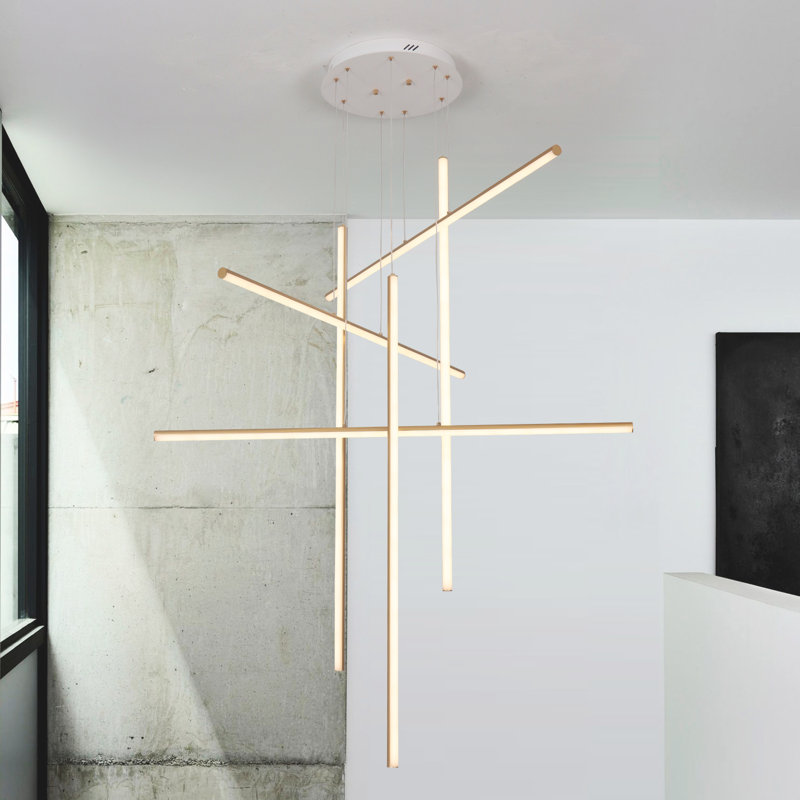 Luminaire suspendu de style lustre spoutnik moderne à 6 lumières Jancar, Doré