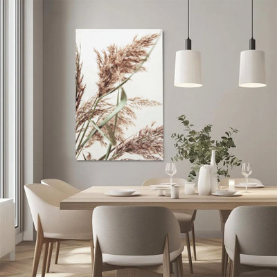 1Pc Framed Canvas Poster Print Reed Cluster, Natural Plants, Minimalist Photography Style Wall Art Decor, Perfect for Room Decor Living Room Bedroom O