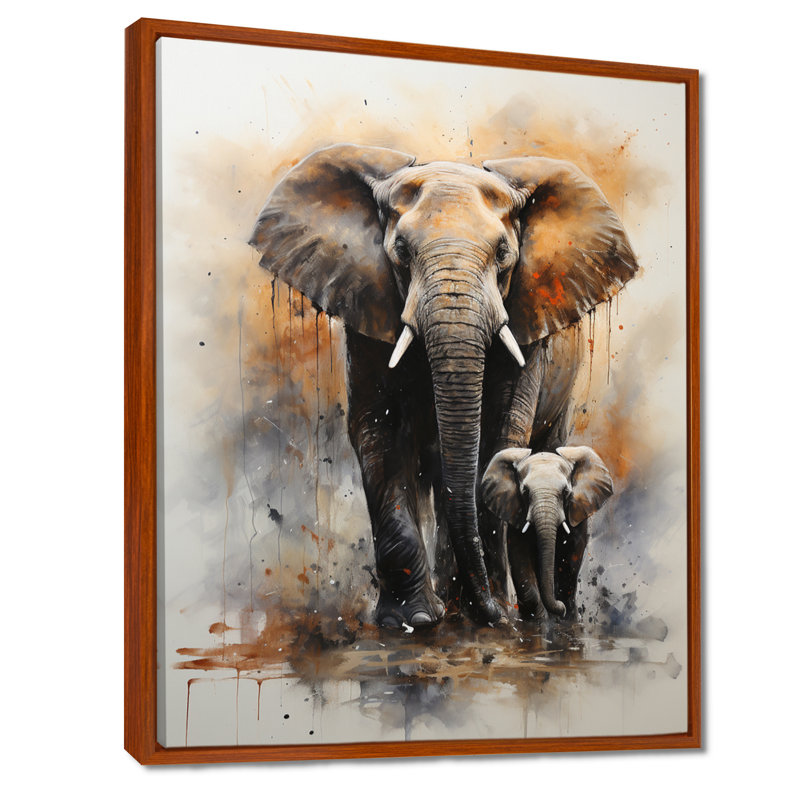 «Keehn Elephant Gentle Giants Elephants II», reproduction sur toile encadrée, H 20 po x l 12 po x P 1 po, Cadre flottant brun