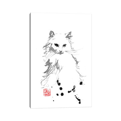 Chat blanc par Péchane, reproduction d'art sur toile tendue