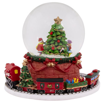 6.5" Christmas Tree With Revolving Train Musical Snow Globe