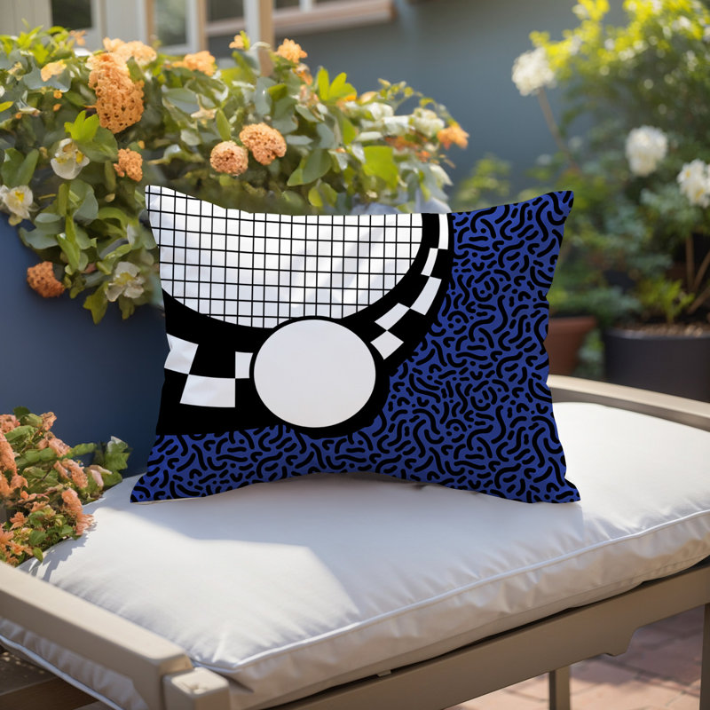 Coussin lombaire réversible Dotrix, Rectangle H 14 po x l 20 po, Bleu marine