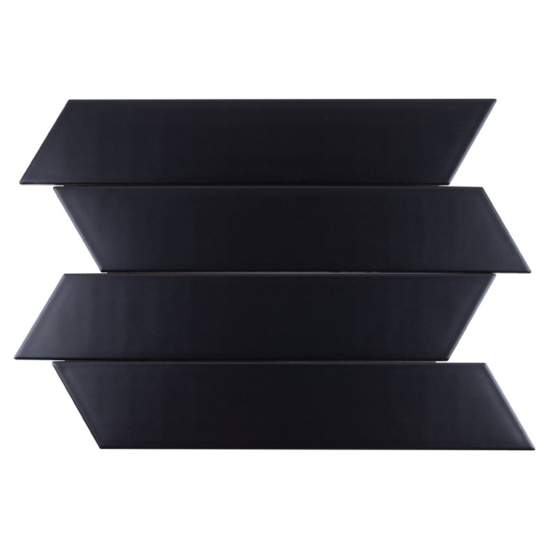 Kenzo Chevron 3.14 in. x 15.74 in. Matte Porcelain Floor and Wall Tile, Black