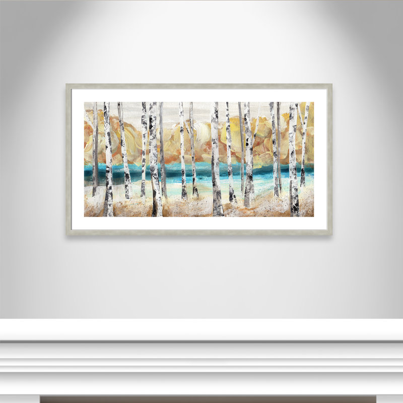 Trees III - Peinture encadrée, Cadre argent, H 46 po x l 46 po x P 1,13 po