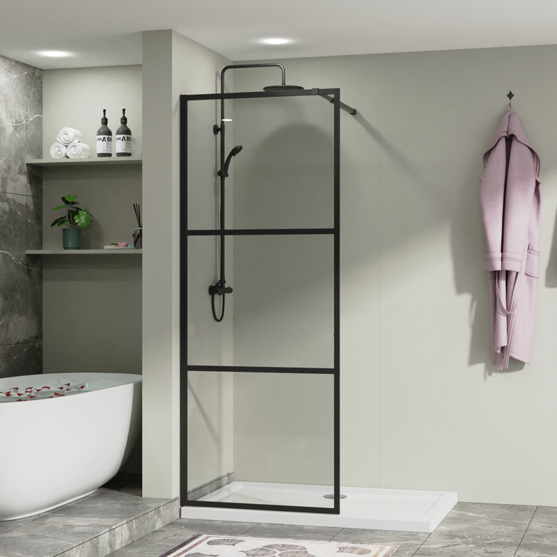 34.02 in. W x 72.02 in. H Framed Fixed Glass Panel with Clear Glass