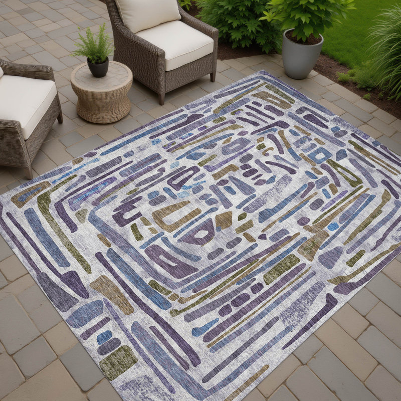 Machine Washable Indoor/Outdoor Chantille ACN2432 Casual Rug, 9' x 12', Purple