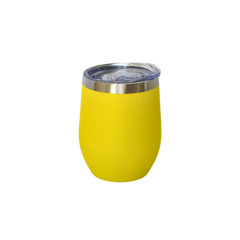 Creative cadeaux international 12 oz. Verre à vin en acier inoxydable à double paroi, Jaune