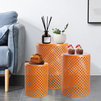 3PCS Metal Hollow-out End Table Set