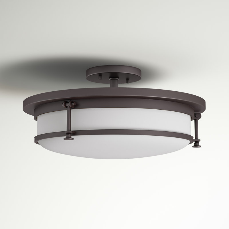 Glass Semi Flush Mount, Western Bronze
