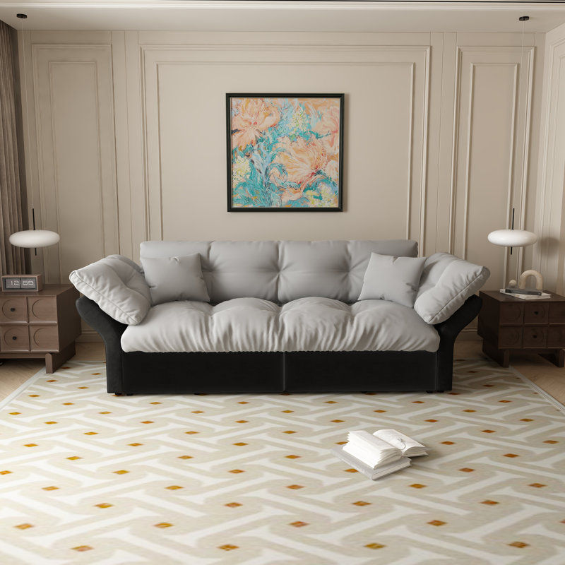 Canapé-lit convertible en velours 74,8 po, Gris