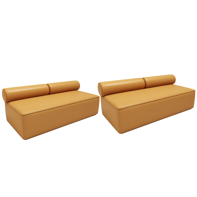 Banc rembourré en similicuir sahun, Orange