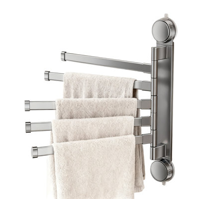 Porte-serviettes à ventouse pivotant à 5 bras pivotant à 270 ° pour salle de bain / cuisine / balcon
