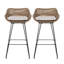 Tabourets de bar transitionnels en osier d'extérieur avec pieds en épingle à cheveux et coussins résistants à l'eau (ensemble de 2)