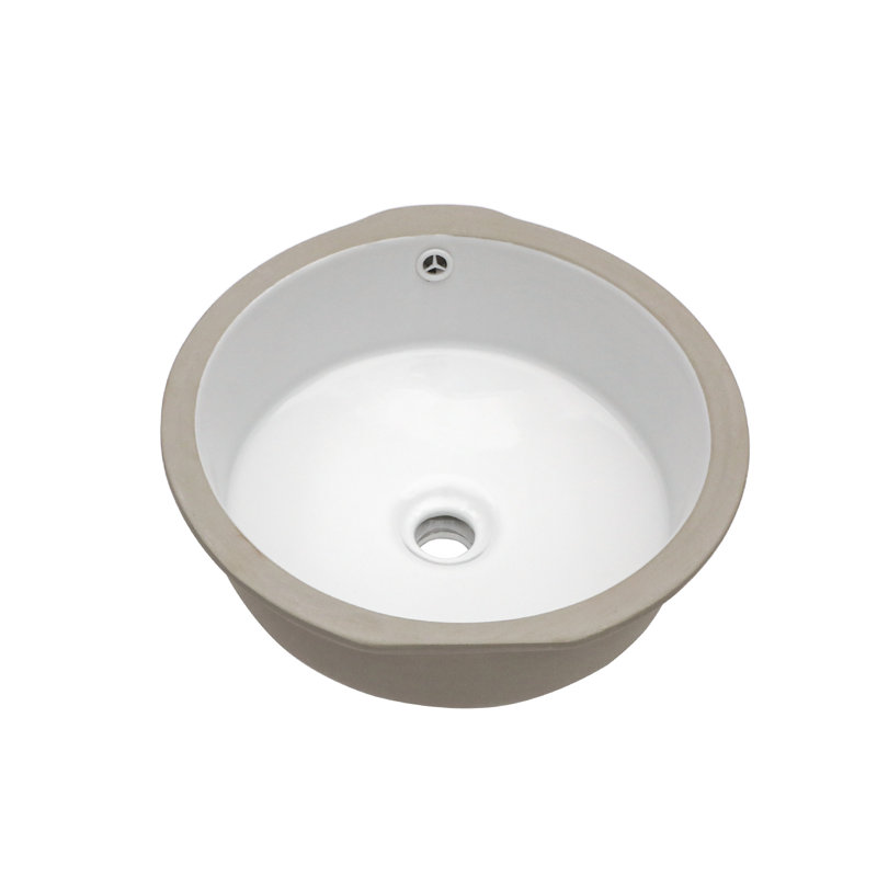 Lavabo de salle de bain rond encastré en céramique blanche 15,75 pouces avec trop-plein | Idée de cadeau