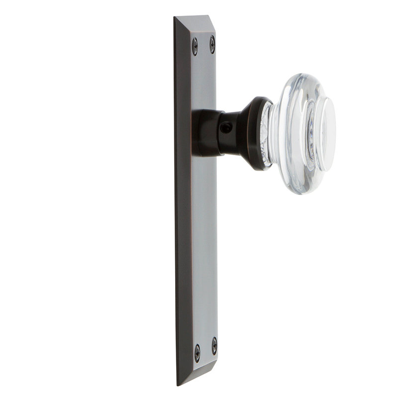Plaque avec porte ronde en cristal transparent New York, Bronze intemporel
