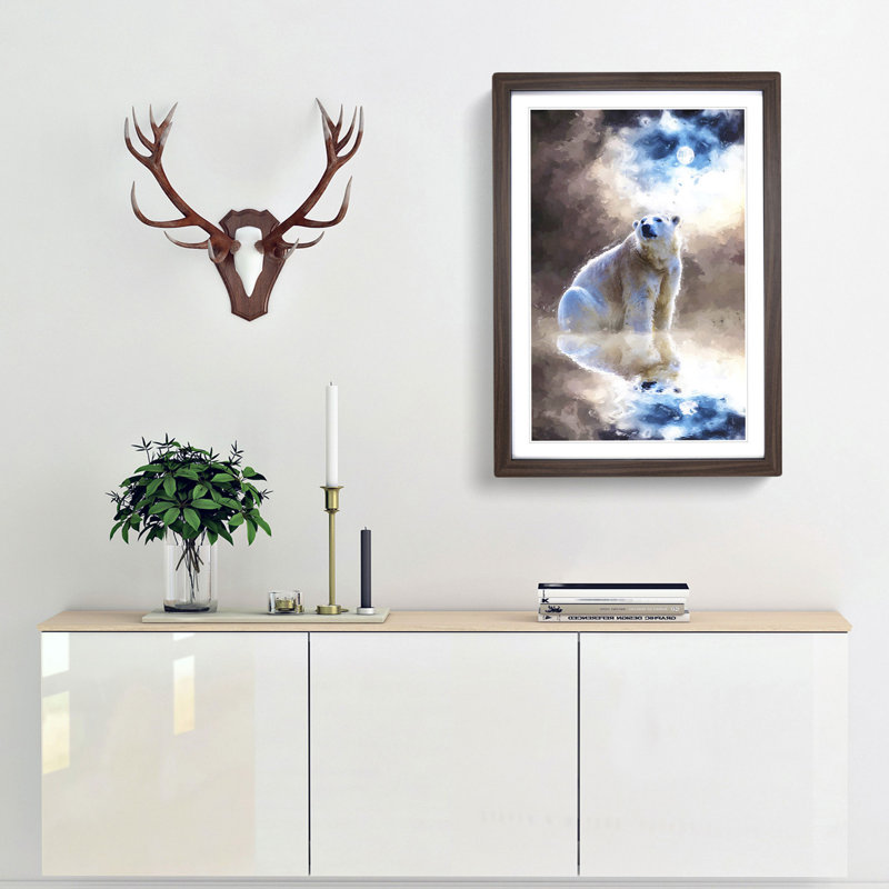 Polar Bear in Abstract - Framed Print, 50cm H x 35cm W x 2cm D, Walnut