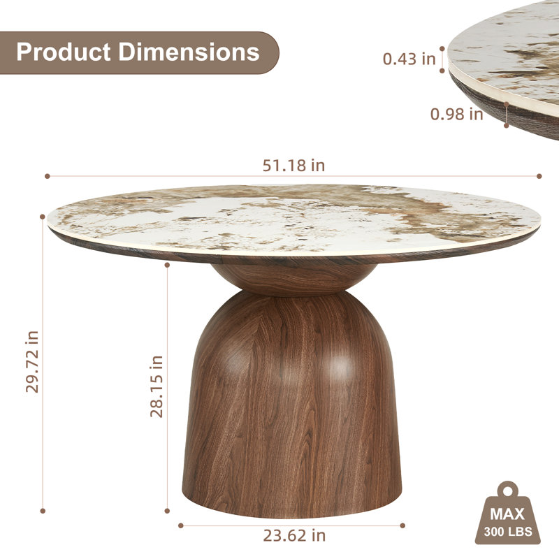 Adwin 3 - Piece Round Pedestal Dining Table Set with 2 Boucle Arm Chairs & Metal Legs, Beige, 3 Pieces: Table, 2 Chairs