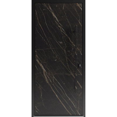 Front Exterior Prehung Steel Door / Dekton 0118 Natural Noir / Entry Metal Modern Painted Inswing