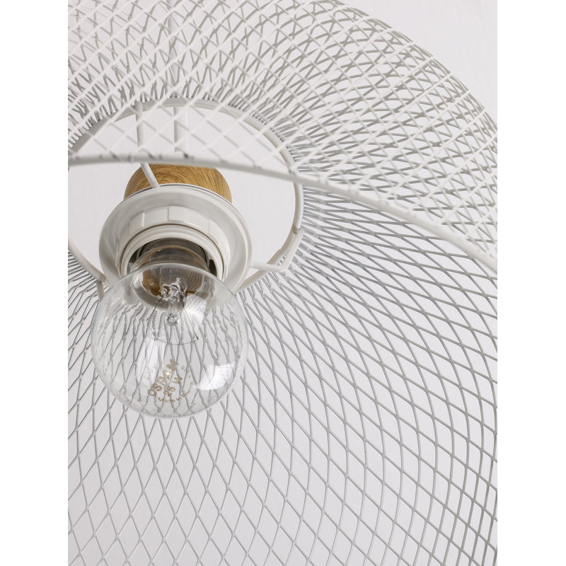 Matt White Metal Natural Wood LED E27 1x12 Watt 230 Volt IP20 Bulb Excluded D: 30 H1: 19.5 H2: 120 cm Adjustable height