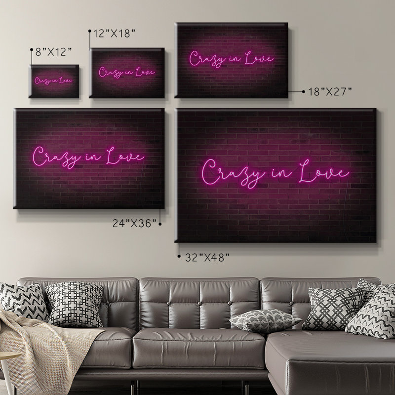 Toile tendue avec châssis de qualité supérieure Neon Love II - prête à être accrochée, H 40 po x l 60 po