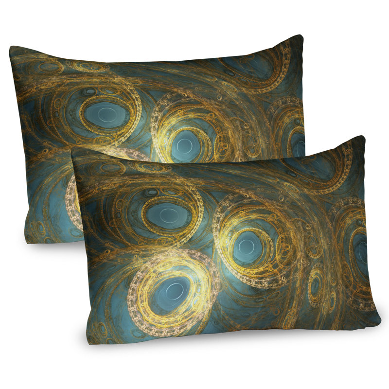 Ensemble de 2 taies décoratives Ambesonne Steampunk abstraites, jaune et bleu, H 20 po x l 30 po