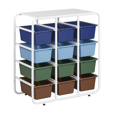 ECR4Kids 4-Tier Storage Rack with 12 Cubby Bins, 4x3, Multipurpose Organization