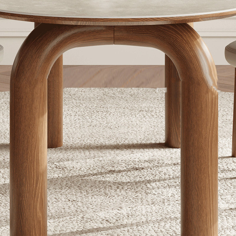 Table crème en bois et pierre, simplicité moderne, H 29,5 po x L 55,1 po x l 31,5 po