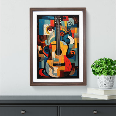 XYZ-FRM-V1223-1750 Acoustic Guitar Dadaism - Single Picture Frame Print on Wood