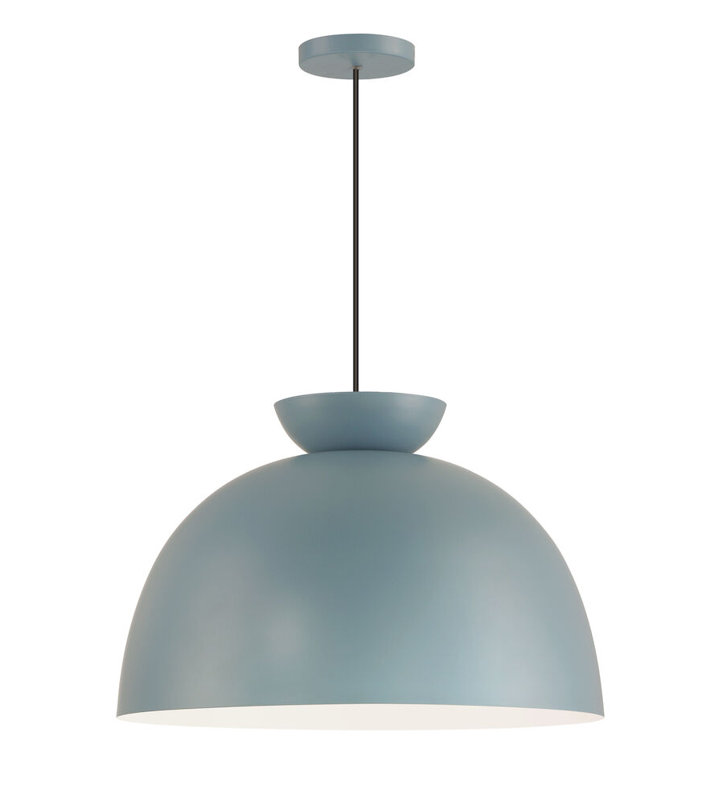 Avey 1 - Light Dome Pendant, 13.25" H x 20" W x 20" D, Blue/Black