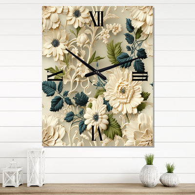 Janitha - Horloge murale rétro florale